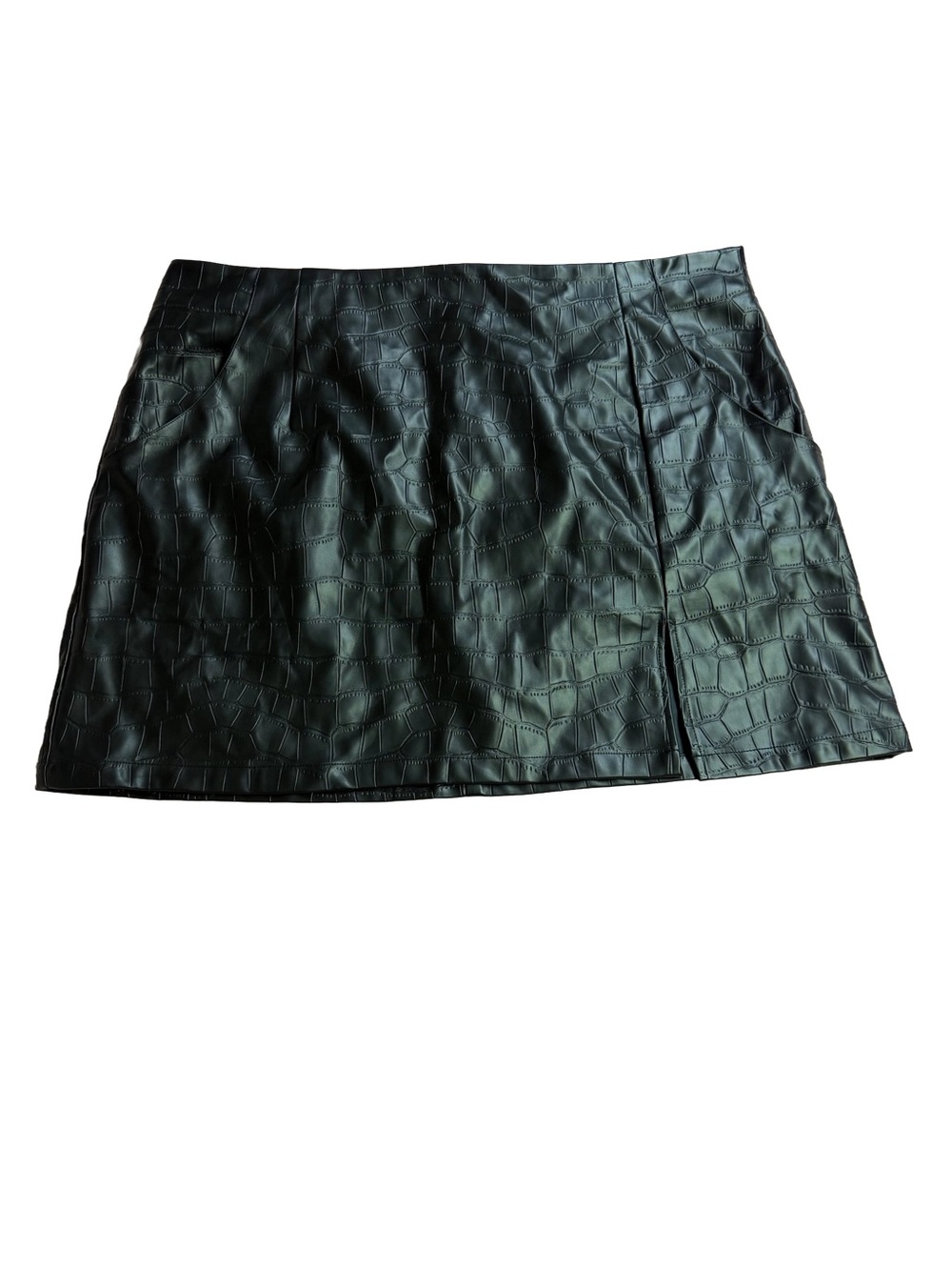 Cider Black Croc-Embossed Faux Leather Mini Skirt- Size 3X NWT